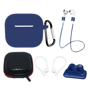 AirPods 3 Silicone Case Set + Case/Ear Hook/Neck Strap/Watch Strap Holder/Carabiner Clasp - blueeng
