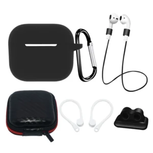 AirPods 3 Silicone Case Set + Case/Ear Hook/Neck Strap/Watch Strap Holder/Carabiner Clasp - blackeng