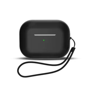 Silicone case for AirPods 1 / AirPods 2 + wrist strap lanyard - blackeng