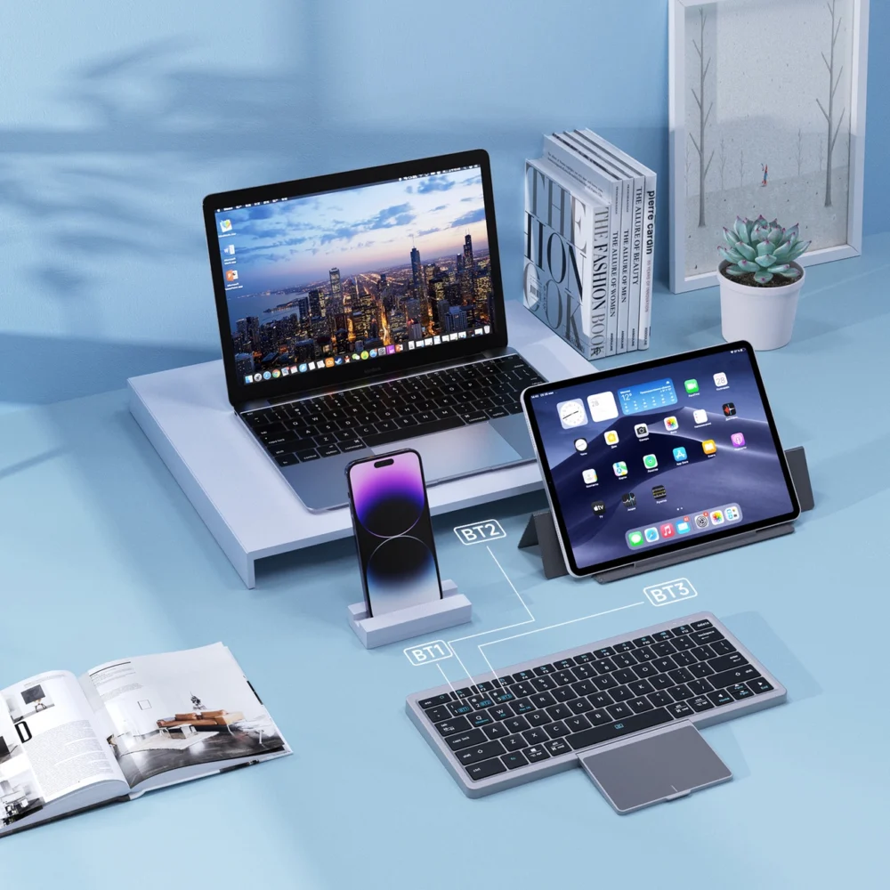 Dux Ducis OK Series wireless Bluetooth keyboard with touchpad - blackeng