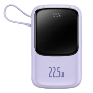 [RETURNED ITEM] Baseus Qpow powerbank 10000mAh built-in USB Type-C cable 22.5W Quick Charge SCP AFC FCP purple (PPQD020105)eng