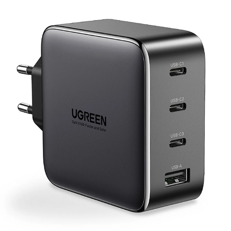 Ugreen GaN fast charger 3x USB Type C / USB Power Delivery 3.0 QuickCharge 4+ FCP SCP AFC 100W EU black (CD226 40747)eng