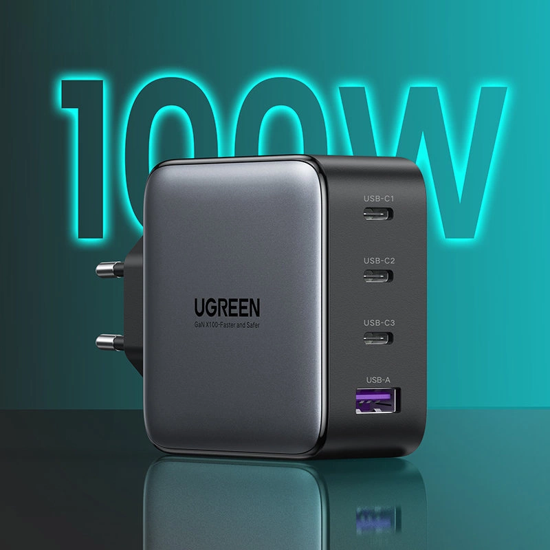 Ugreen GaN fast charger 3x USB Type C / USB Power Delivery 3.0 QuickCharge 4+ FCP SCP AFC 100W EU black (CD226 40747)eng