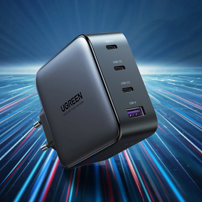 Ugreen GaN fast charger 3x USB Type C / USB Power Delivery 3.0 QuickCharge 4+ FCP SCP AFC 100W EU black (CD226 40747)eng