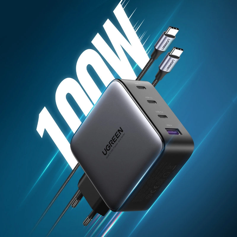 Ugreen GaN fast charger 3x USB Type C / USB Power Delivery 3.0 QuickCharge 4+ FCP SCP AFC 100W EU black (CD226 40747)eng