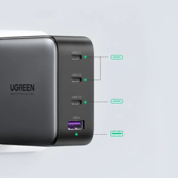 Ugreen GaN fast charger 3x USB Type C / USB Power Delivery 3.0 QuickCharge 4+ FCP SCP AFC 100W EU black (CD226 40747)eng