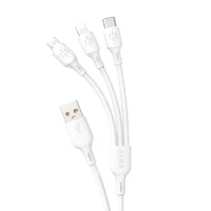 USB cable - USB C / micro USB / Lightning 480Mb/s 6A 1.2m - whiteeng
