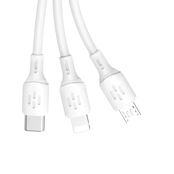 USB cable - USB C / micro USB / Lightning 480Mb/s 6A 1.2m - whiteeng