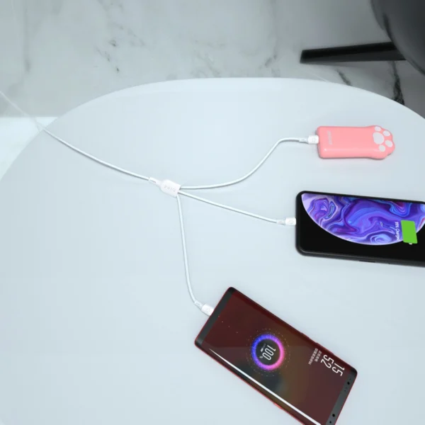 USB cable - USB C / micro USB / Lightning 480Mb/s 6A 1.2m - whiteeng