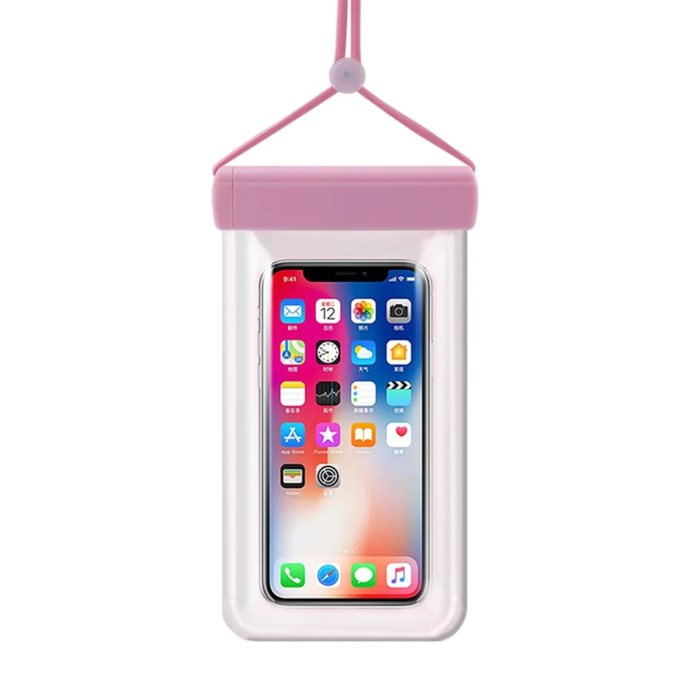 Waterproof case for phone up to 6.7" for pool, beach, kayak, seaside - pinkeng