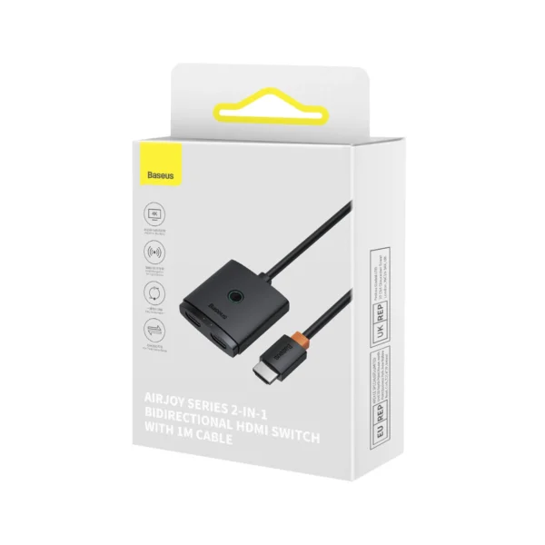 Baseus AirJoy 2in1 4K 60Hz bi-directional HDMI adapter with built-in 1m cable - blackeng