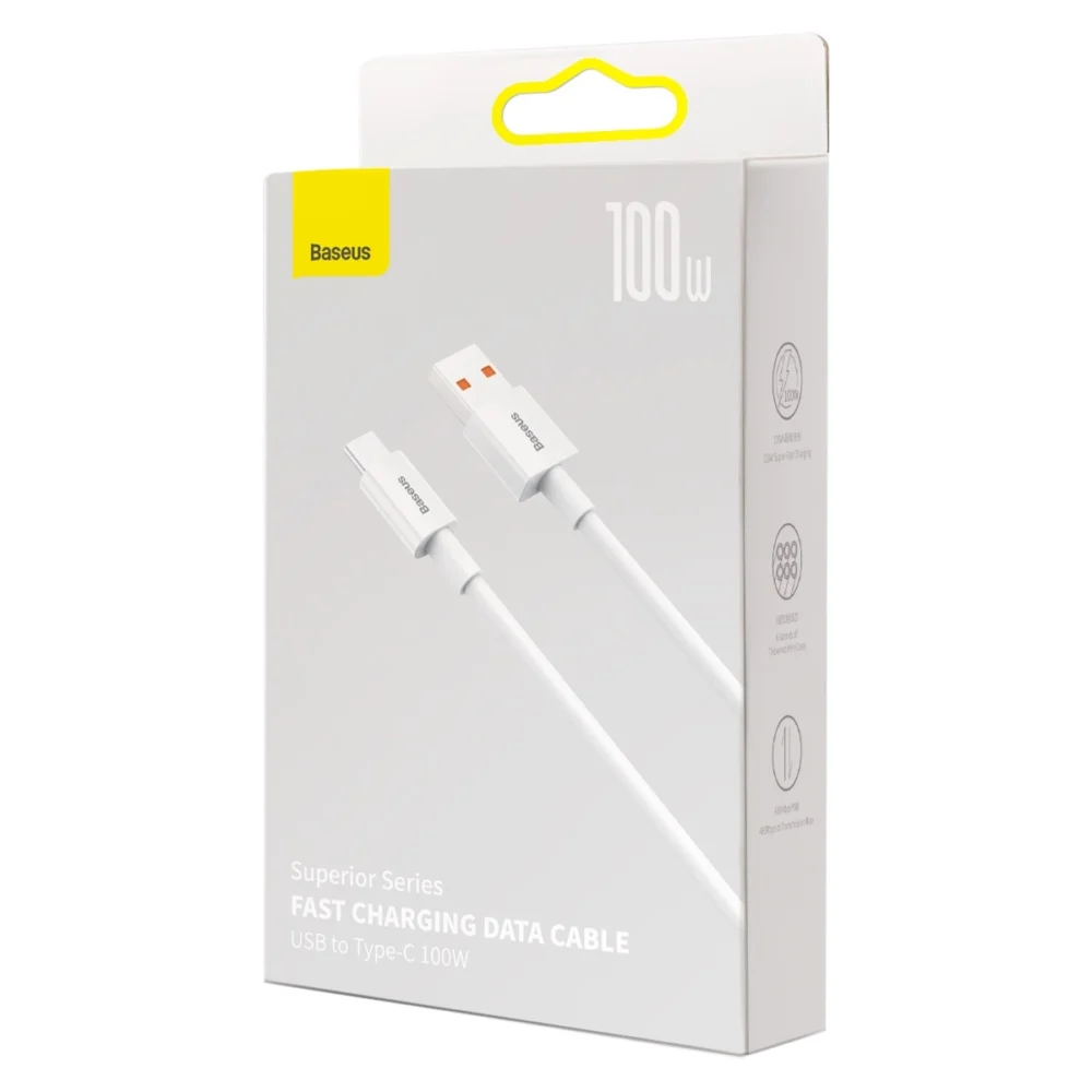 [RETURNED ITEM] Baseus Superior Series Fast Charging Cable USB-A - USB-C 100W 480Mbps 2m whiteeng