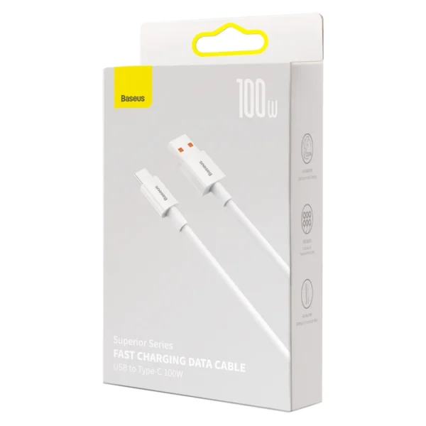 [RETURNED ITEM] Baseus Superior Series Fast Charging Cable USB-A - USB-C 100W 480Mbps 2m whiteeng