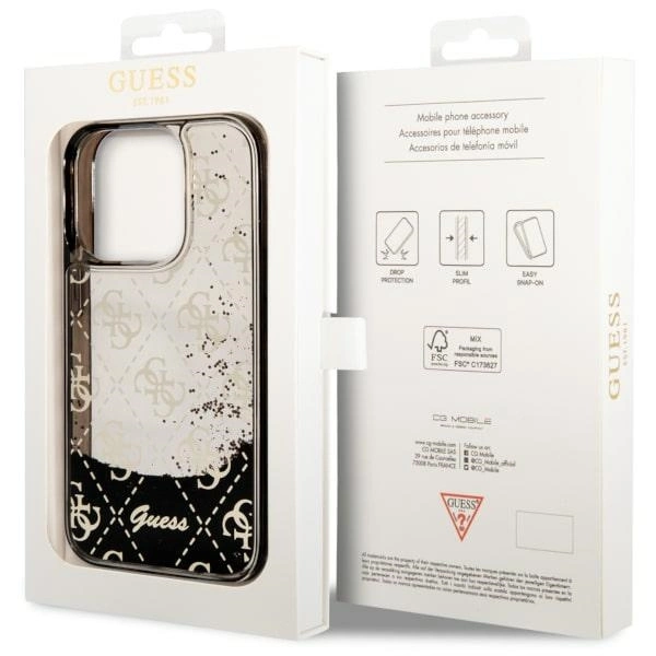 Guess GUHCP14LLC4PSGK iPhone 14 Pro 6.1" black/black hardcase Liquid Glitter 4G Transculenteng