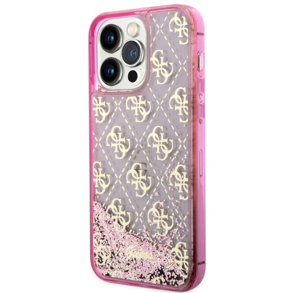 Guess GUHCP14LLC4PSGP iPhone 14 Pro 6.1" pink/pink hardcase Liquid Glitter 4G Transculenteng