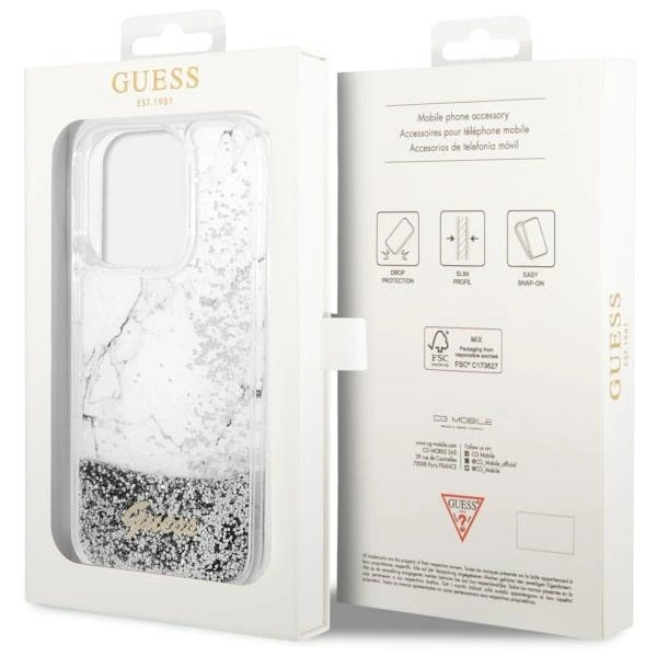 Guess GUHCP14LLCSGSGH iPhone 14 Pro 6.1" white/white hardcase Liquid Glitter Marbleeng