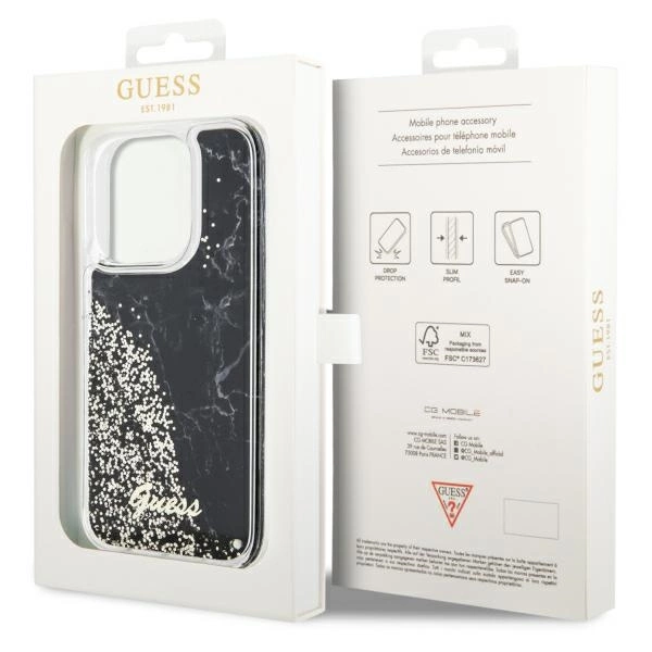 Guess GUHCP14LLCSGSGK iPhone 14 Pro 6.1" black/black hardcase Liquid Glitter Marbleeng