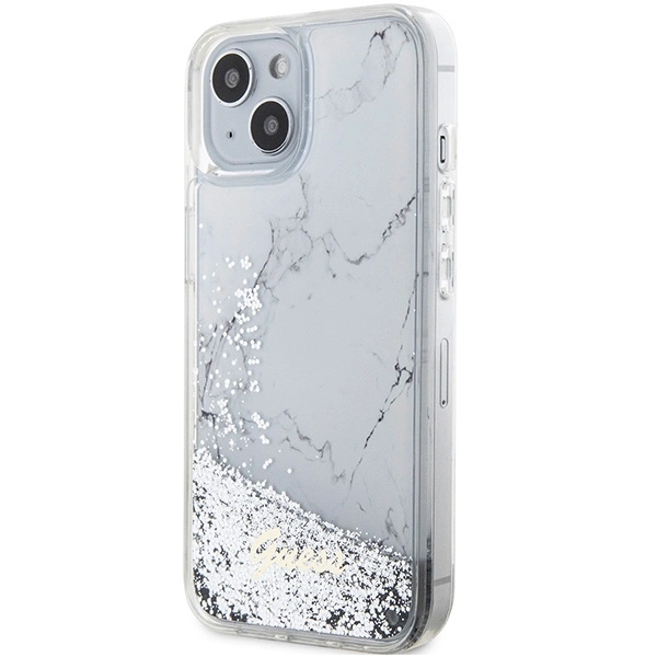 Guess Liquid Glitter Marble case for iPhone 14 - whiteeng