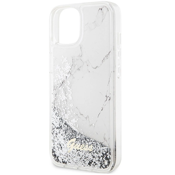 Guess Liquid Glitter Marble case for iPhone 14 - whiteeng