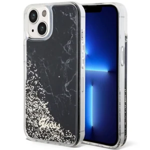 Guess Liquid Glitter Marble case for iPhone 14 - blackeng