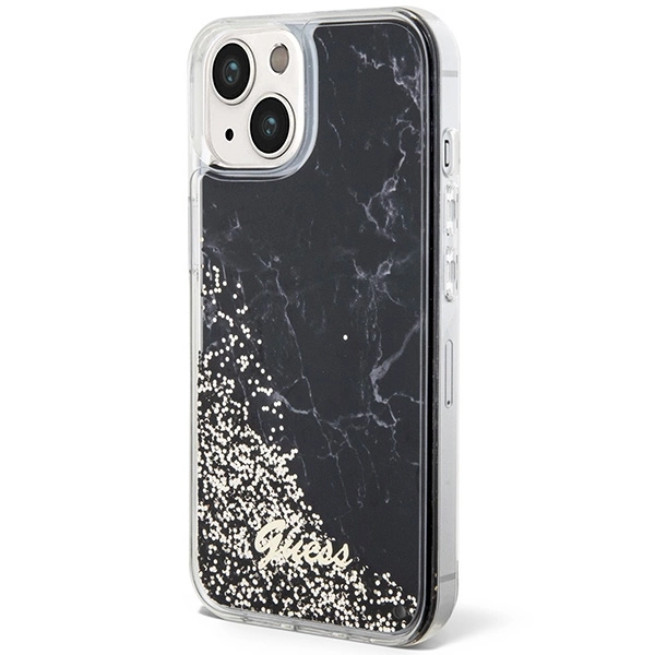 Guess Liquid Glitter Marble case for iPhone 14 - blackeng