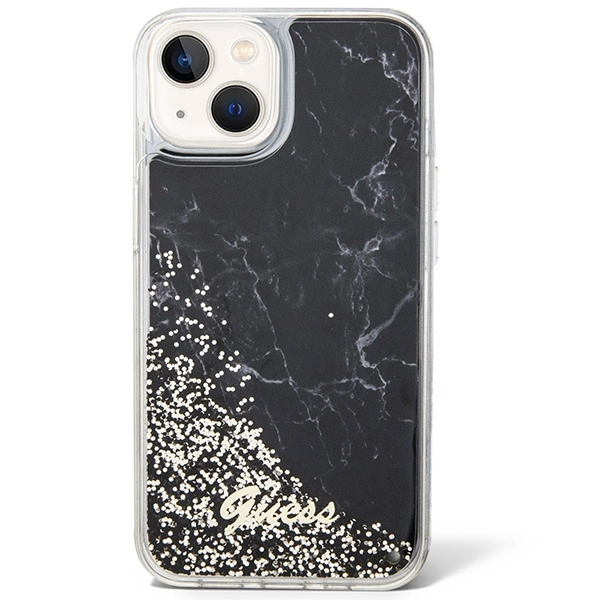 Guess Liquid Glitter Marble case for iPhone 14 - blackeng