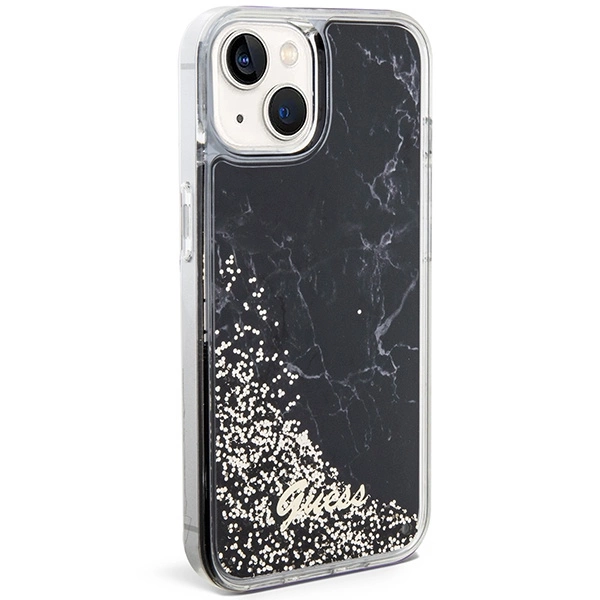 Guess Liquid Glitter Marble case for iPhone 14 - blackeng