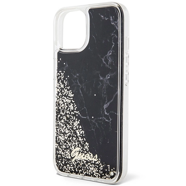 Guess Liquid Glitter Marble case for iPhone 14 - blackeng