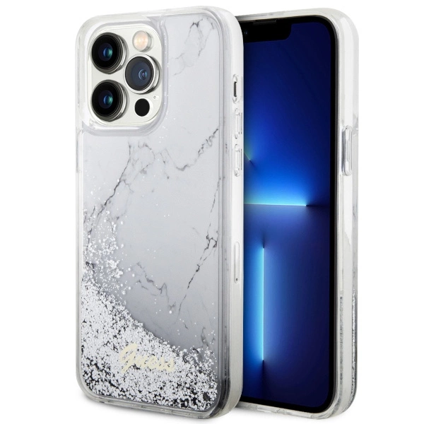 Guess GUHCP14XLCSGSGH iPhone 14 Pro Max 6.7" white/white hardcase Liquid Glitter Marbleeng