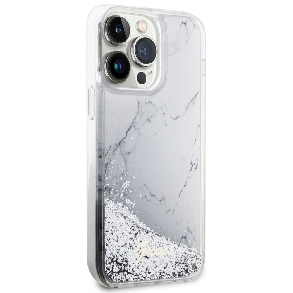 Guess GUHCP14XLCSGSGH iPhone 14 Pro Max 6.7" white/white hardcase Liquid Glitter Marbleeng
