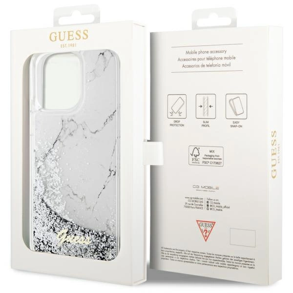 Guess GUHCP14XLCSGSGH iPhone 14 Pro Max 6.7" white/white hardcase Liquid Glitter Marbleeng