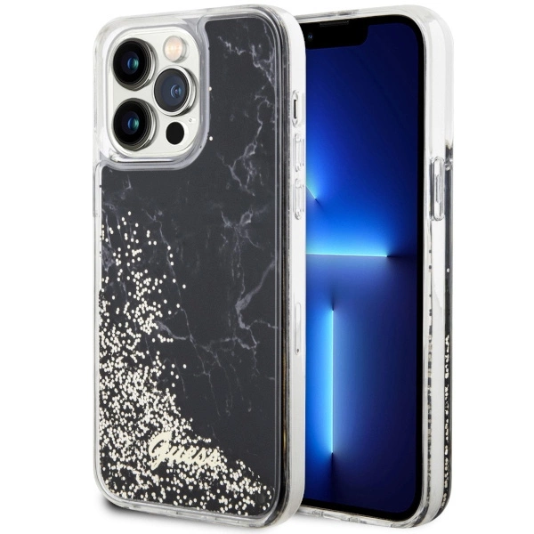 Guess GUHCP14XLCSGSGK iPhone 14 Pro Max 6.7" black/black hardcase Liquid Glitter Marbleeng