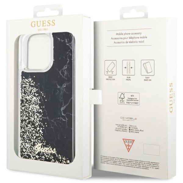 Guess GUHCP14XLCSGSGK iPhone 14 Pro Max 6.7" black/black hardcase Liquid Glitter Marbleeng