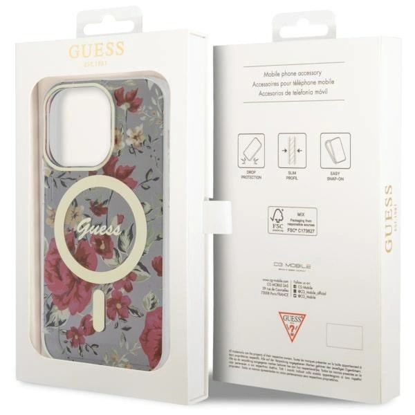 Guess GUHMP14LHCFWSA iPhone 14 Pro 6.1" green/khaki hardcase Flower MagSafeeng