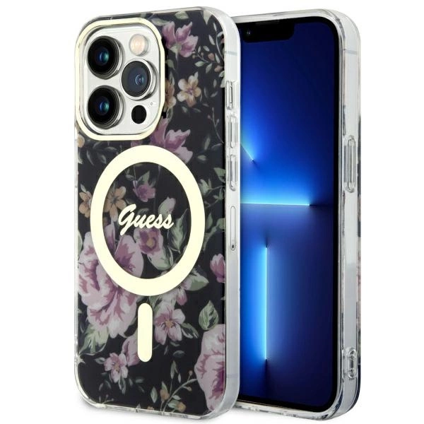 Guess GUHMP14LHCFWSK iPhone 14 Pro 6.1" black/black hardcase Flower MagSafeeng