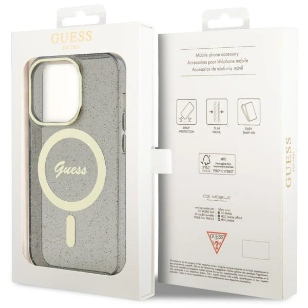 Guess GUHMP14LHCMCGK iPhone 14 Pro 6.1" black/black hardcase Glitter Gold MagSafeeng