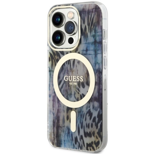 Guess GUHMP14LHLEOPWB iPhone 14 Pro 6.1" blue/blue hardcase Leopard MagSafeeng