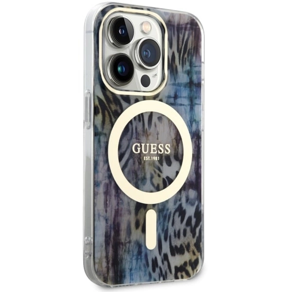 Guess GUHMP14LHLEOPWB iPhone 14 Pro 6.1" blue/blue hardcase Leopard MagSafeeng