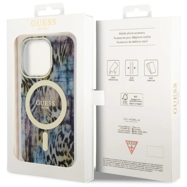 Guess GUHMP14LHLEOPWB iPhone 14 Pro 6.1" blue/blue hardcase Leopard MagSafeeng