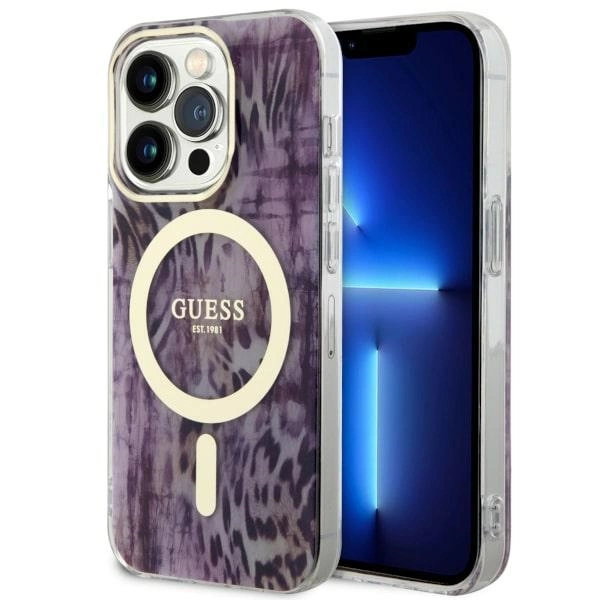 Guess GUHMP14LHLEOPWP iPhone 14 Pro 6.1" pink/pink hardcase Leopard MagSafeeng