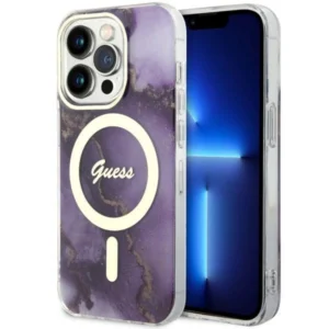 Guess GUHMP14LHTMRSU iPhone 14 Pro 6.1" purple/purple hardcase Golden Marble MagSafeeng