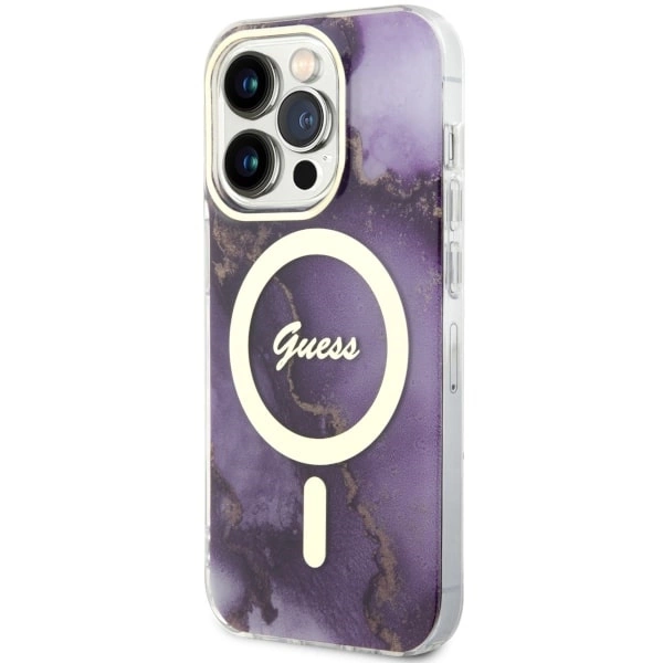 Guess GUHMP14LHTMRSU iPhone 14 Pro 6.1" purple/purple hardcase Golden Marble MagSafeeng