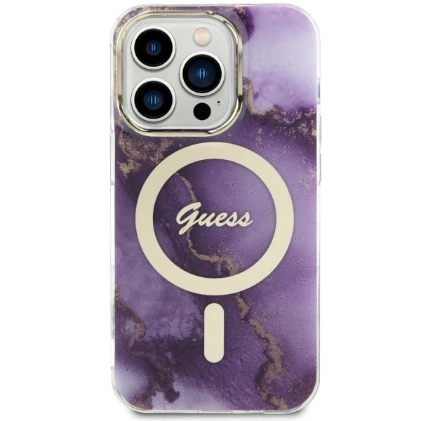 Guess GUHMP14LHTMRSU iPhone 14 Pro 6.1" purple/purple hardcase Golden Marble MagSafeeng
