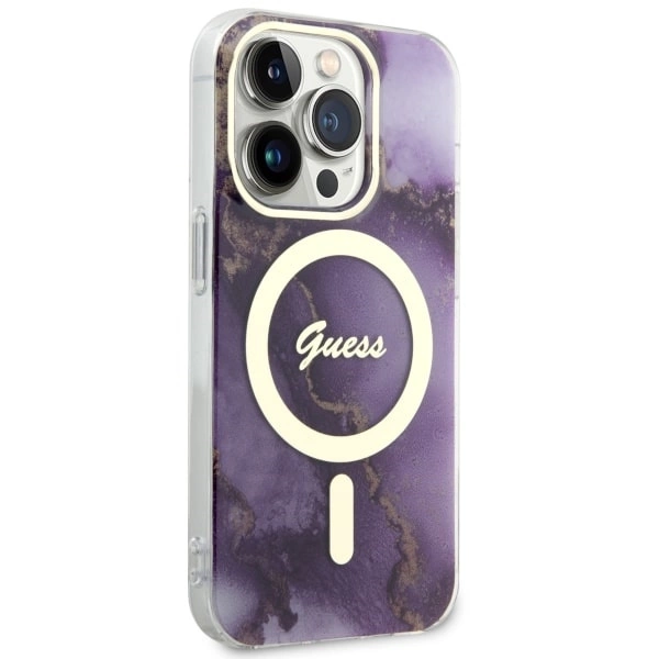 Guess GUHMP14LHTMRSU iPhone 14 Pro 6.1" purple/purple hardcase Golden Marble MagSafeeng
