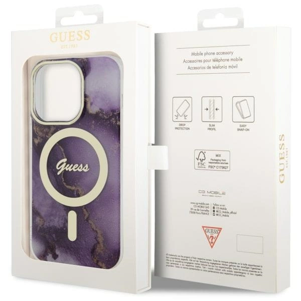 Guess GUHMP14LHTMRSU iPhone 14 Pro 6.1" purple/purple hardcase Golden Marble MagSafeeng