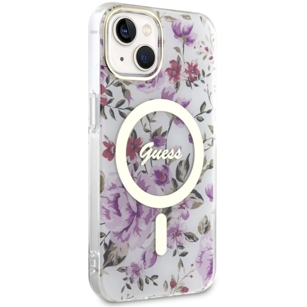Guess GUHMP14MHCFWST iPhone 14 Plus 6.7" transparent hardcase Flower MagSafeeng