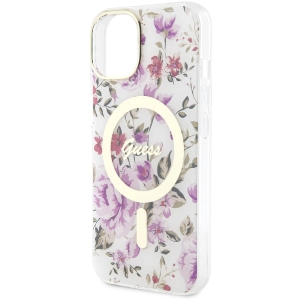 Guess GUHMP14MHCFWST iPhone 14 Plus 6.7" transparent hardcase Flower MagSafeeng