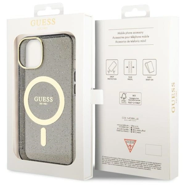 Guess GUHMP14MHCMCGK iPhone 14 Plus 6.7" black/black hardcase Glitter Gold MagSafeeng