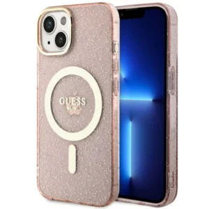 Guess GUHMP14MHCMCGP iPhone 14 Plus 6.7" pink/pink hardcase Glitter Gold MagSafeeng