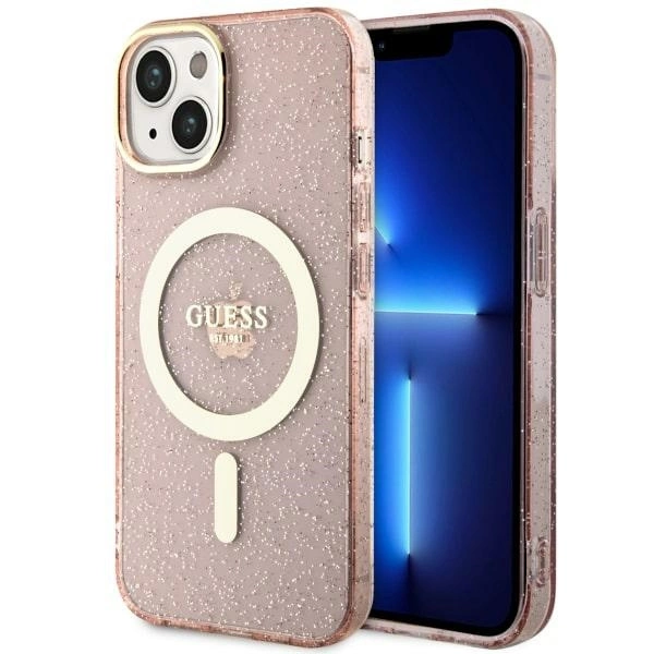 Guess GUHMP14MHCMCGP iPhone 14 Plus 6.7" pink/pink hardcase Glitter Gold MagSafeeng